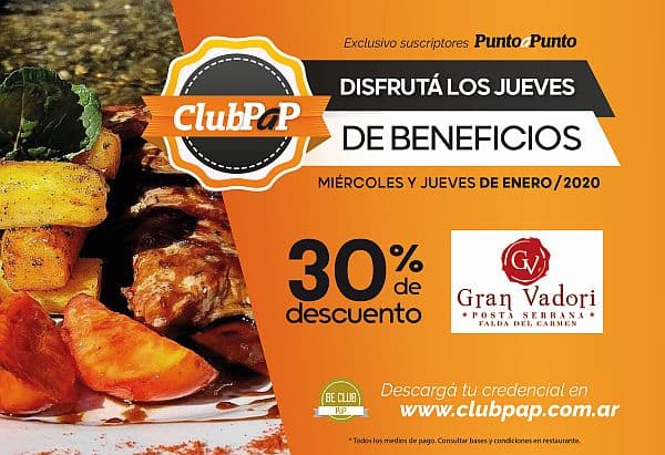 Gran Vadori, en el «Jueves de Beneficios» para suscriptores de PaP